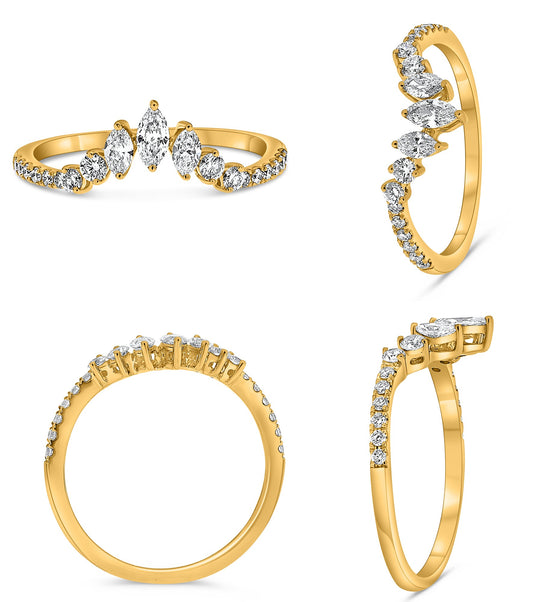 14K Yellow Gold Marquise Diamond Ring