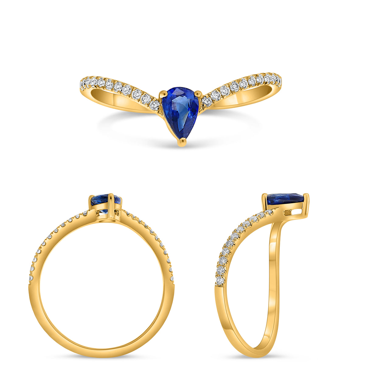 14K Yellow Gold Pear Sapphire Ring