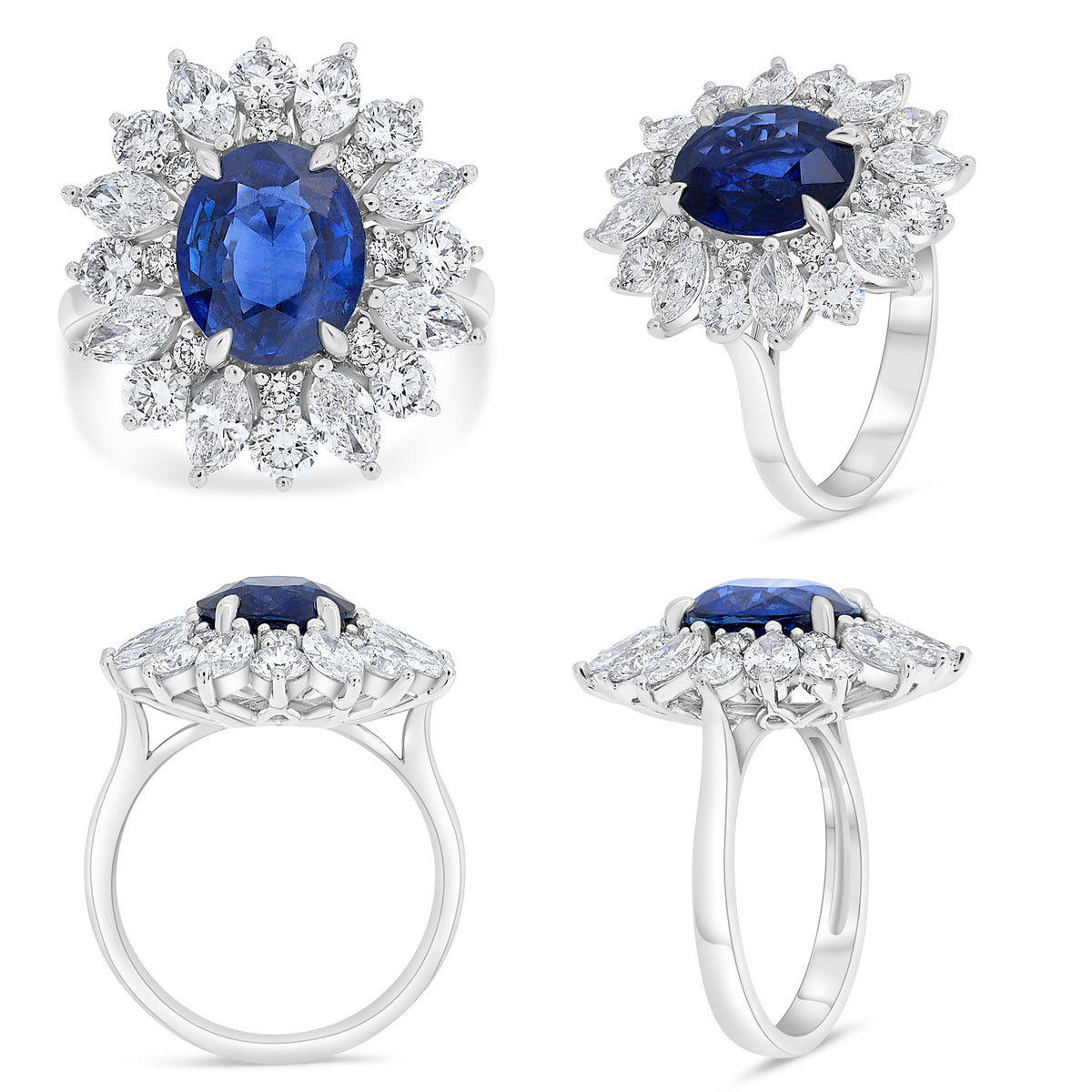 Platinum Oval Sapphire Halo Ring