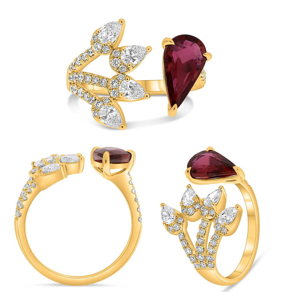 14K Yellow Gold Pear Ruby Ring
