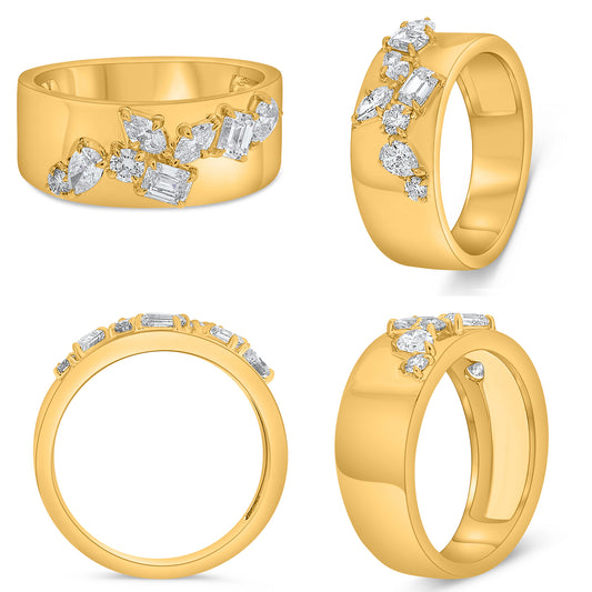 14K Yellow Gold Diamond Cluster Ring