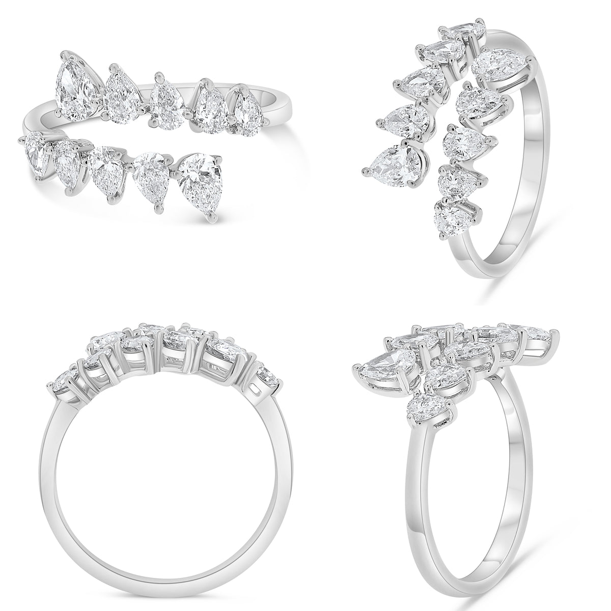 14K White Gold Pear Diamond Ring