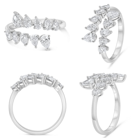 14K White Gold Pear Diamond Ring