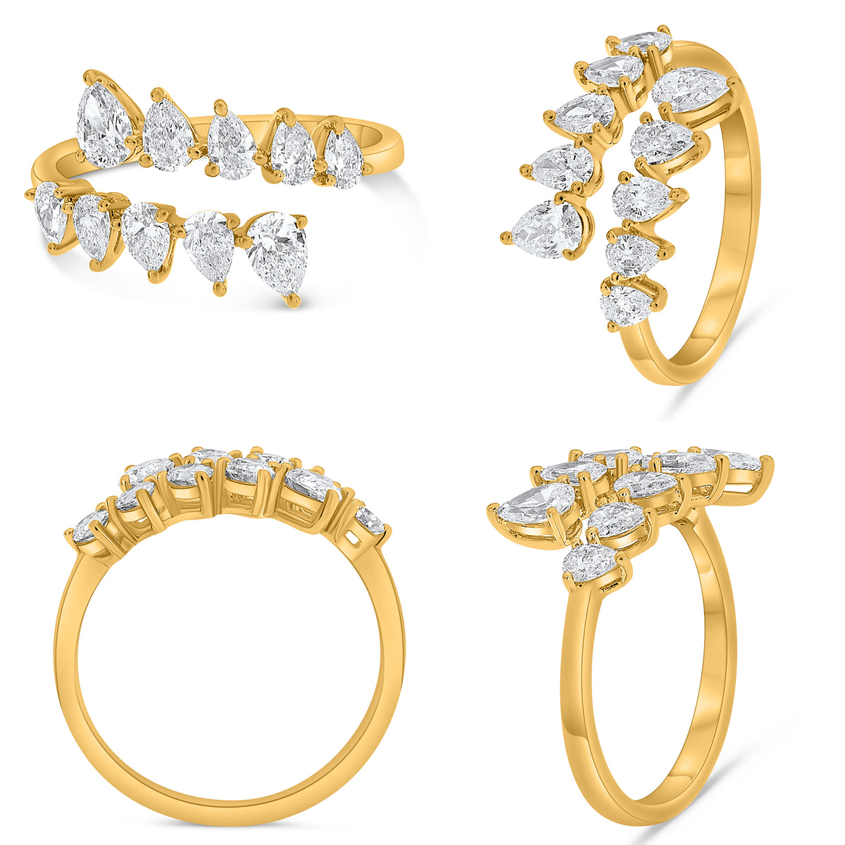 14K Yellow Gold Pear Diamond Ring