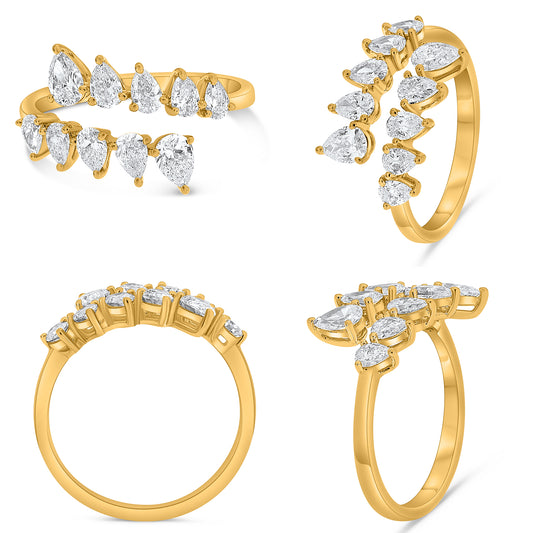 14K Yellow Gold Pear Diamond Ring
