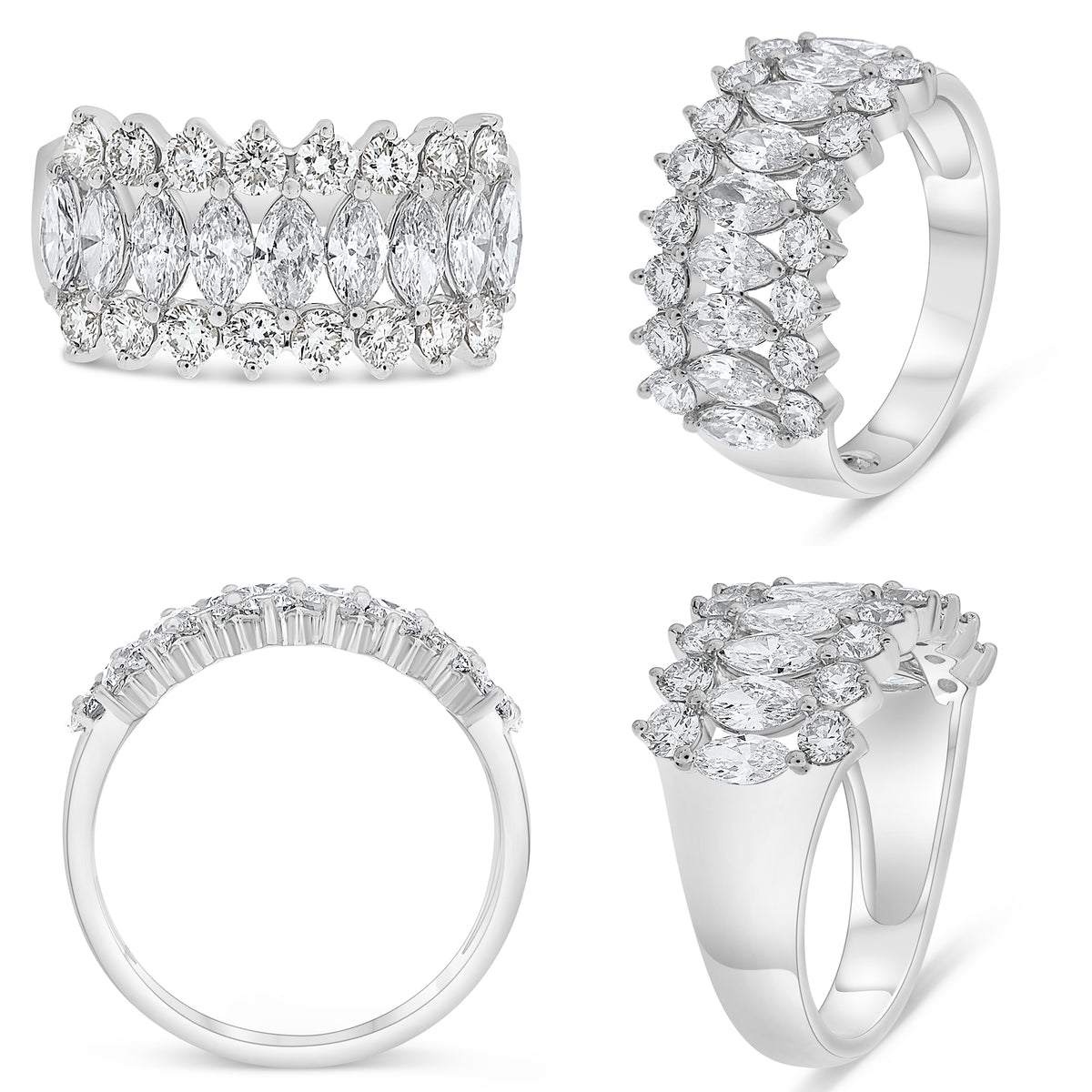 14K White Gold Marquise Diamond Ring