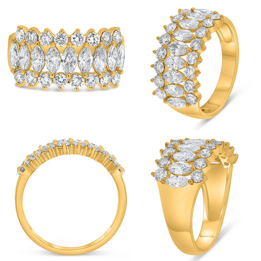 14K Yellow Gold Marquise Diamond Ring