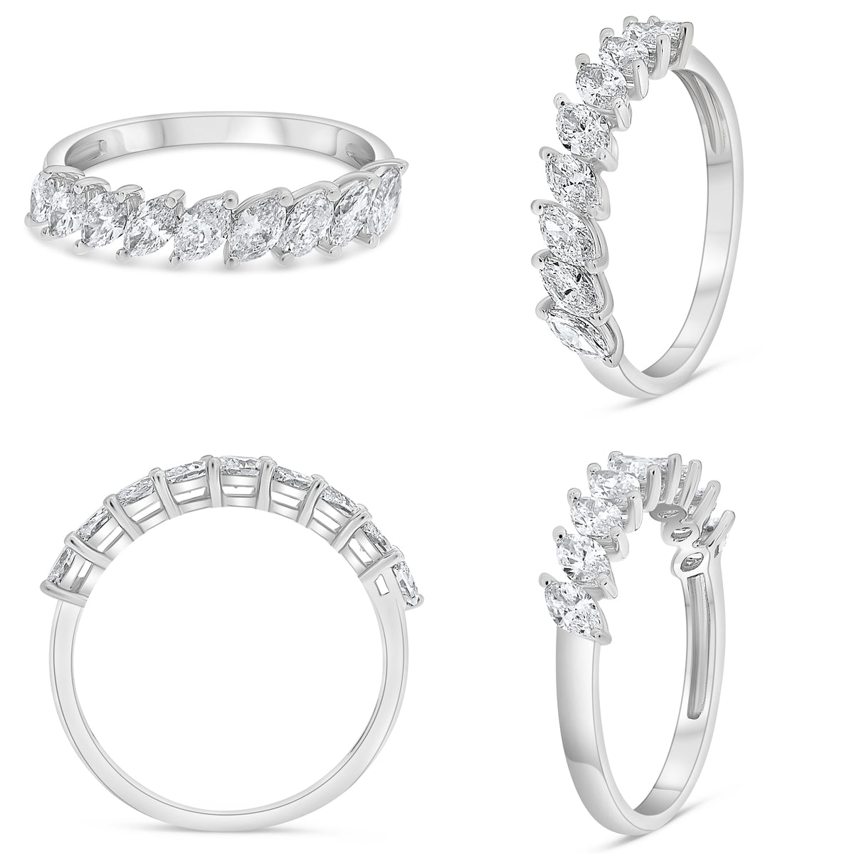 14K White Gold Marquise Diamond Ring