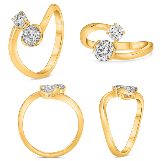 14K Yellow Gold Round Diamond Ring