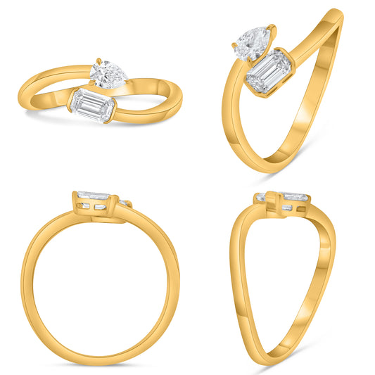 14K Yellow Gold Emerald Cut Diamond Ring