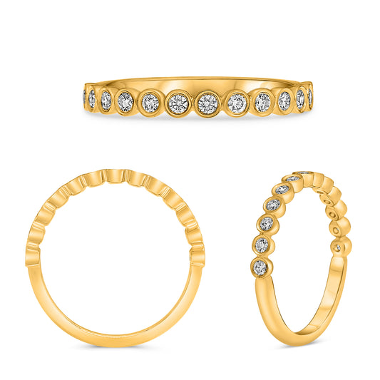 14K Yellow Gold Round Diamond Ring