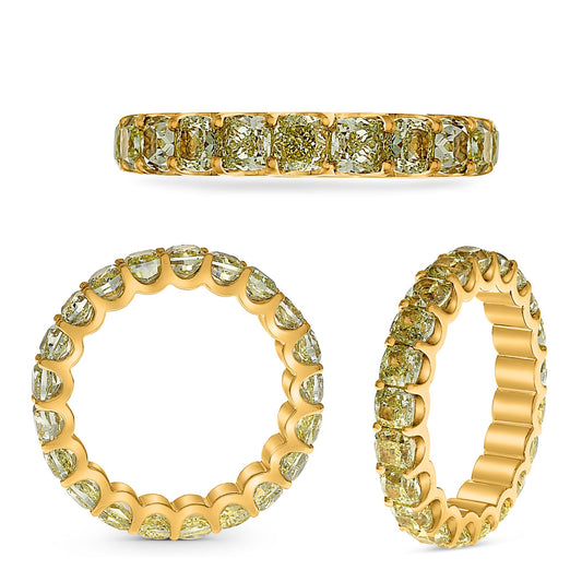 14K Yellow Gold Cushion Fancy Yellow Diamond Ring