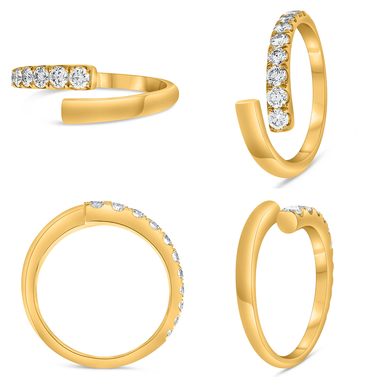 14K Yellow Gold Round Diamond Ring
