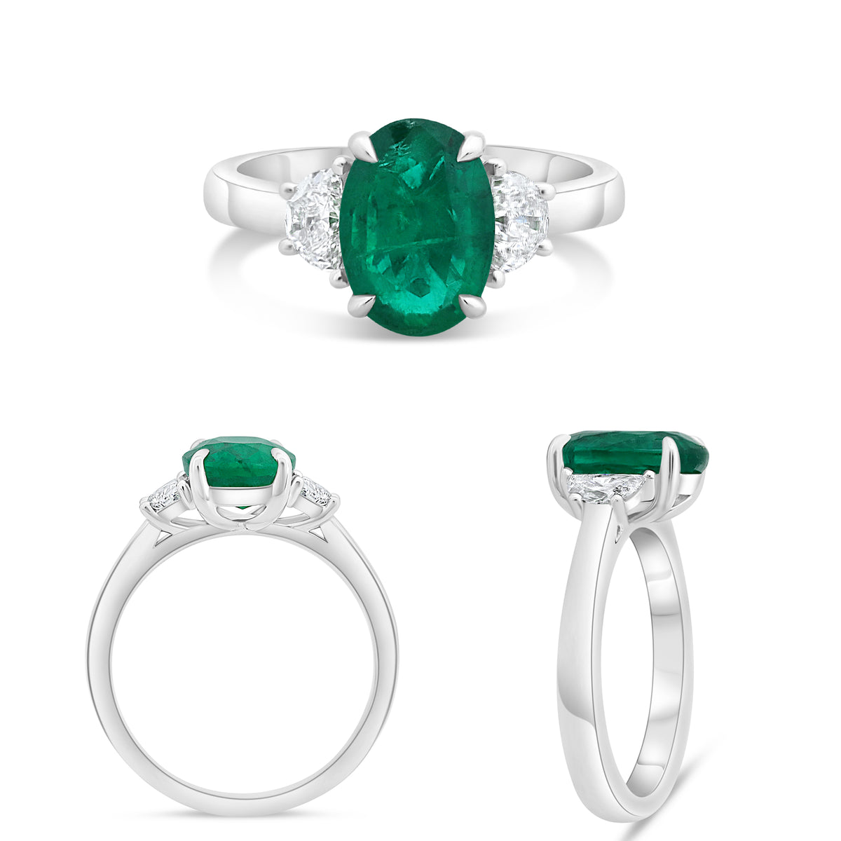 Platinum Oval Emerald Ring