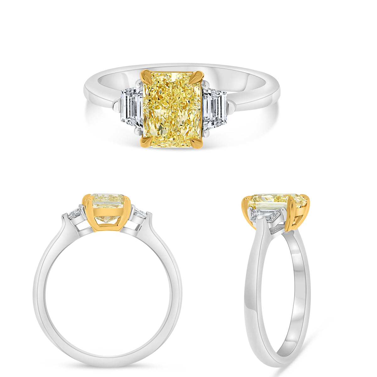 Platinum & 18K Yellow Gold Radiant Fancy Yellow Diamond Ring