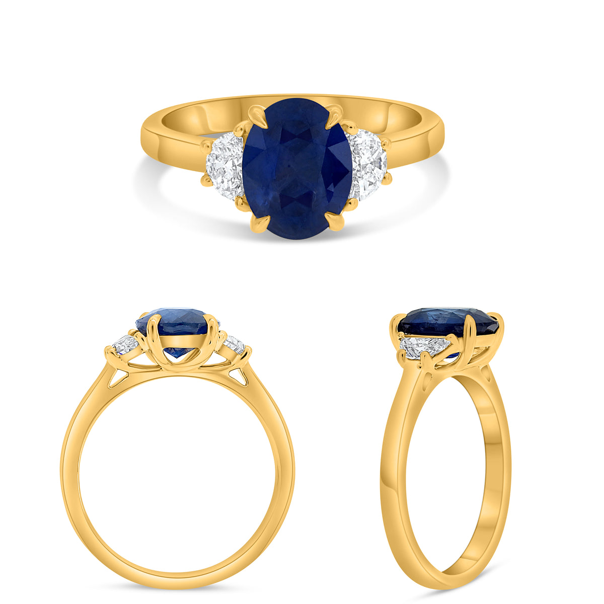 14K Yellow Gold Oval Sapphire Ring
