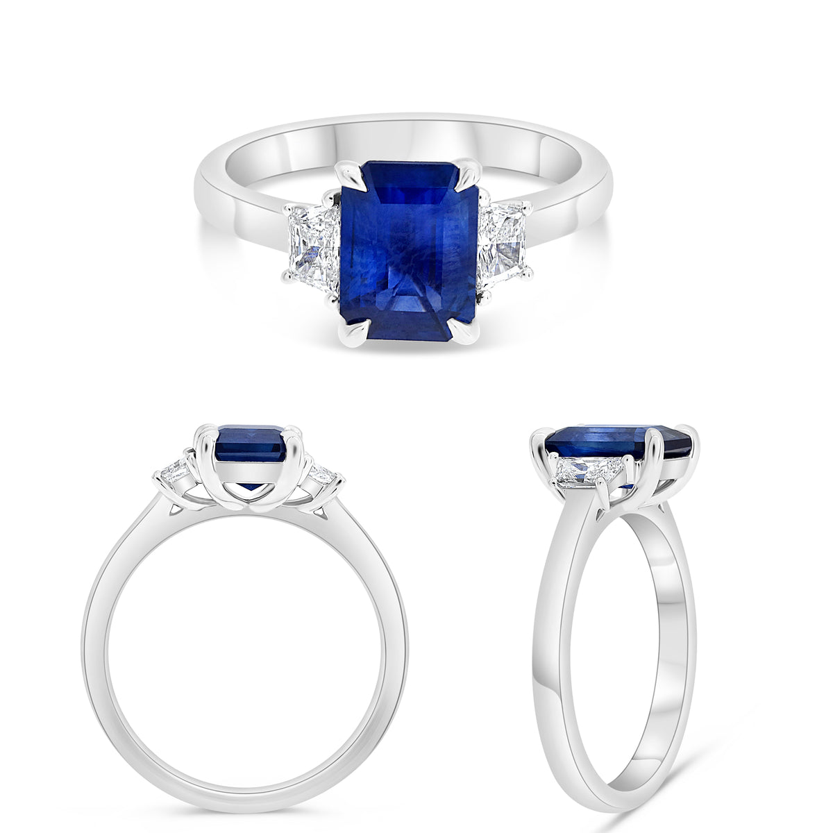 Platinum Emerald Cut Sapphire Ring