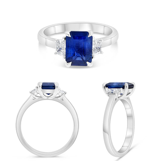 Platinum Emerald Cut Sapphire Ring