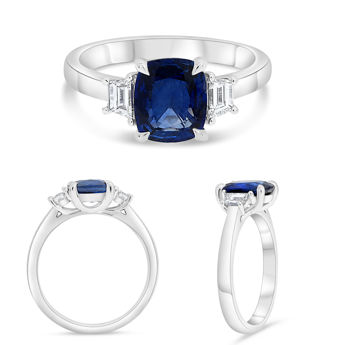 Platinum Cushion Sapphire Ring