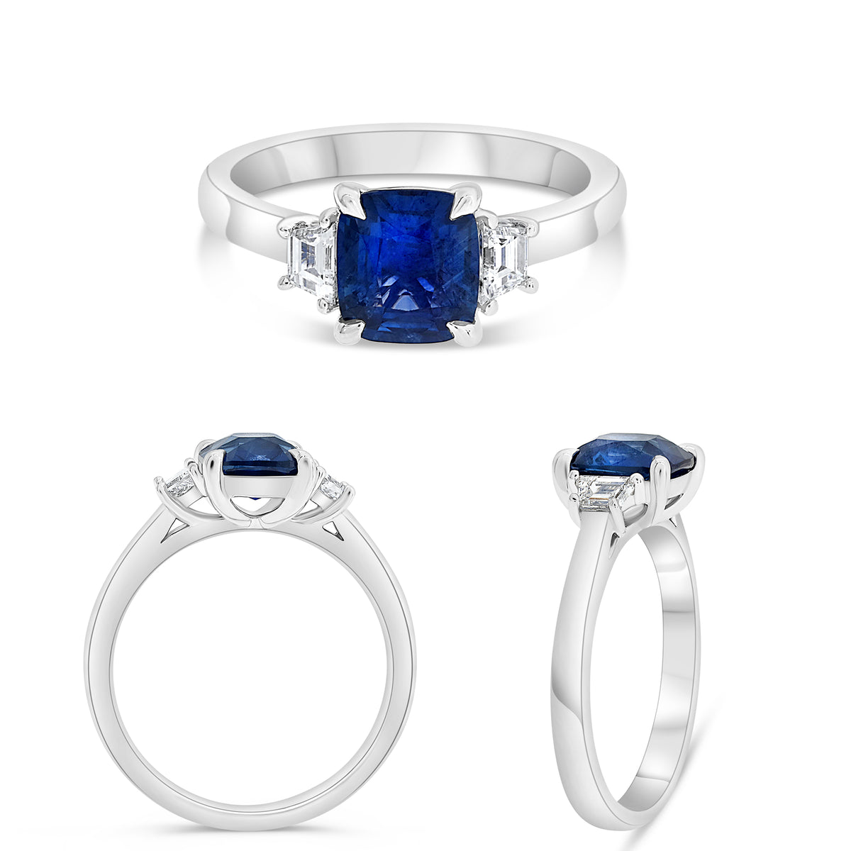 Platinum Cushion Sapphire Ring