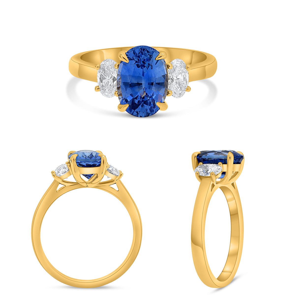 14K Yellow Gold Oval Sapphire Ring