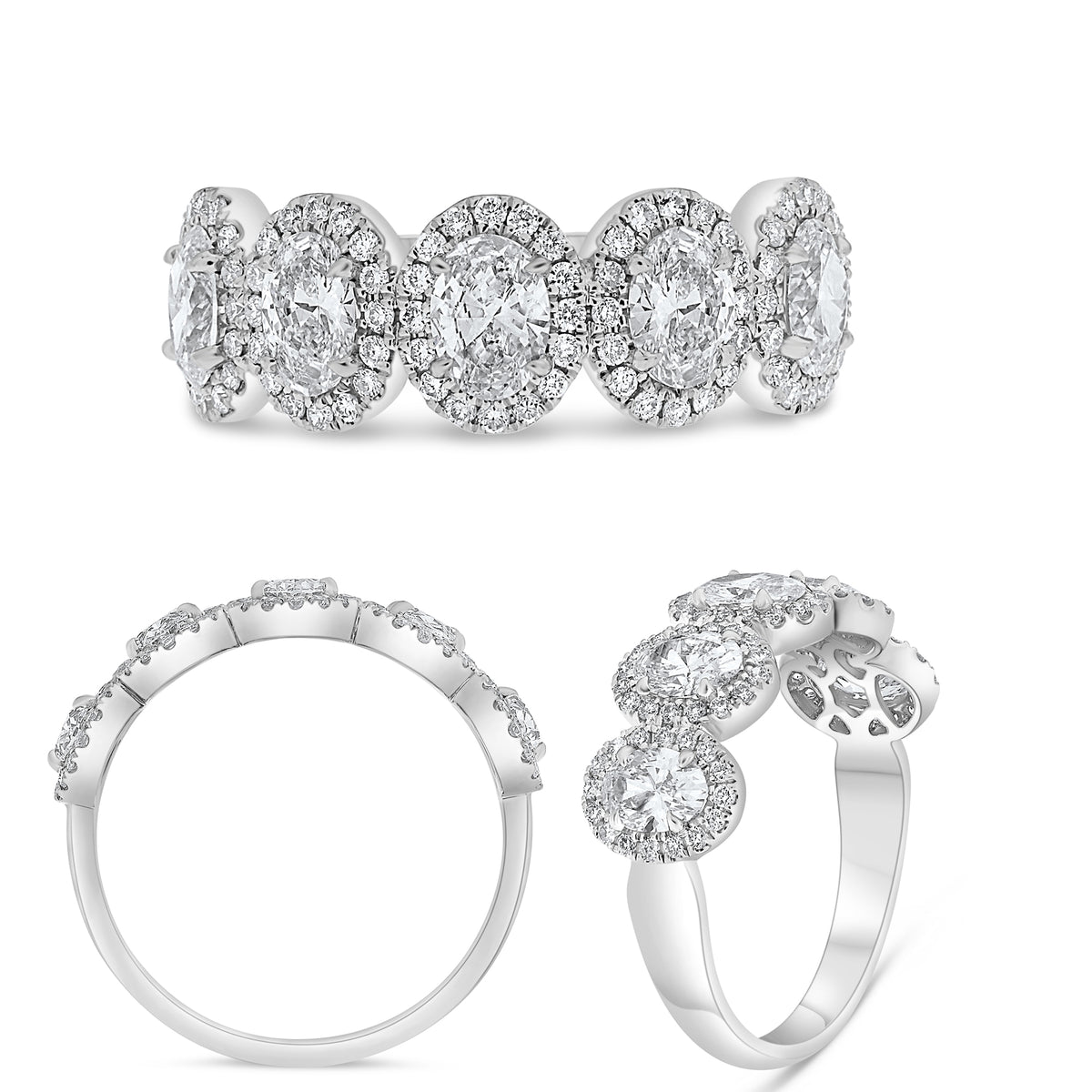 14K White Gold Oval Diamond Halo Ring