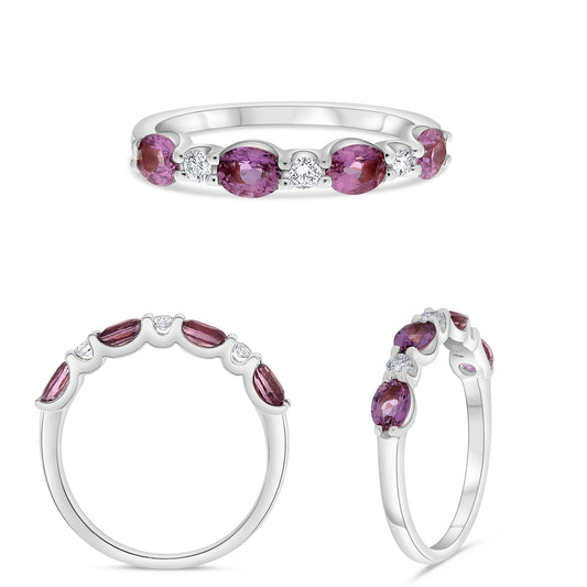 14K White Gold Oval Pink Sapphire Ring