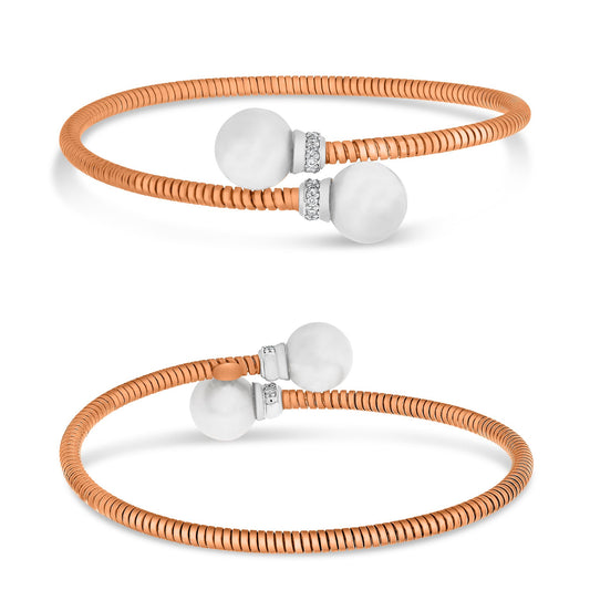 18K Rose & White Gold Pearl Bracelet