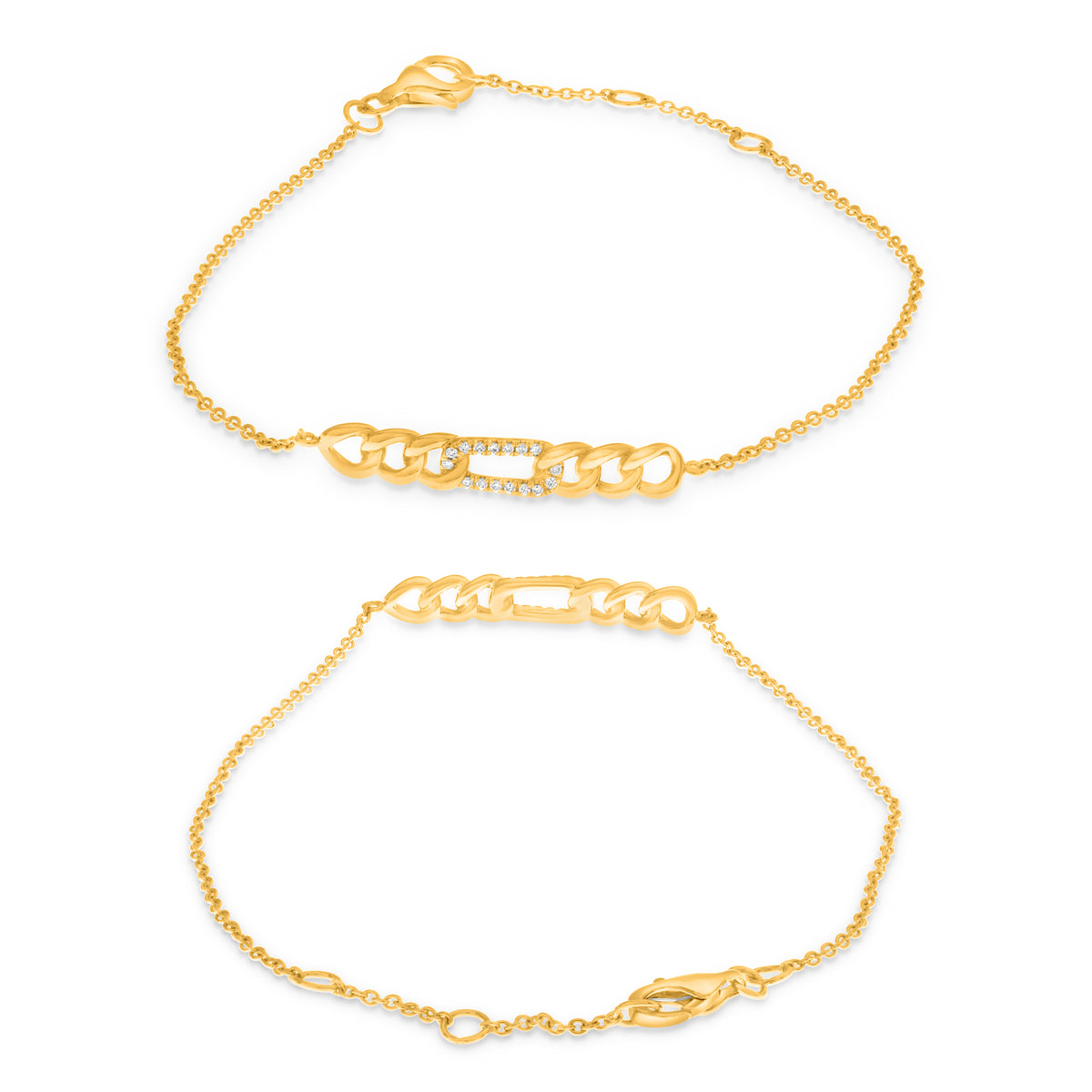14K Yellow Gold Round Diamond Bracelet