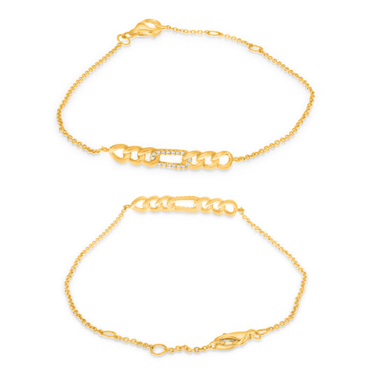 14K Yellow Gold Round Diamond Bracelet
