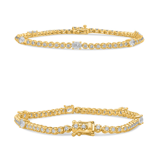 14K Yellow Gold Oval Diamond Bracelet