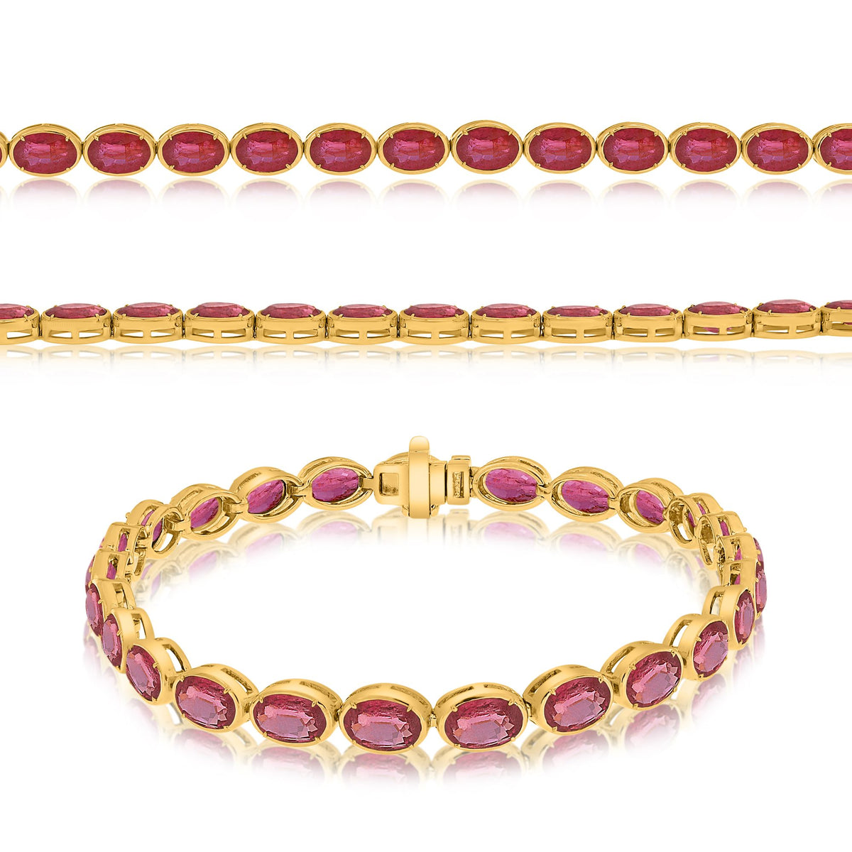 14K Yellow Gold Oval Ruby Bracelet