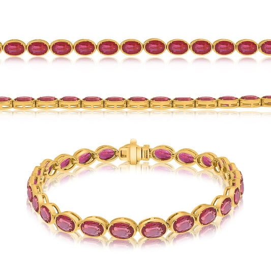 14K Yellow Gold Oval Ruby Bracelet