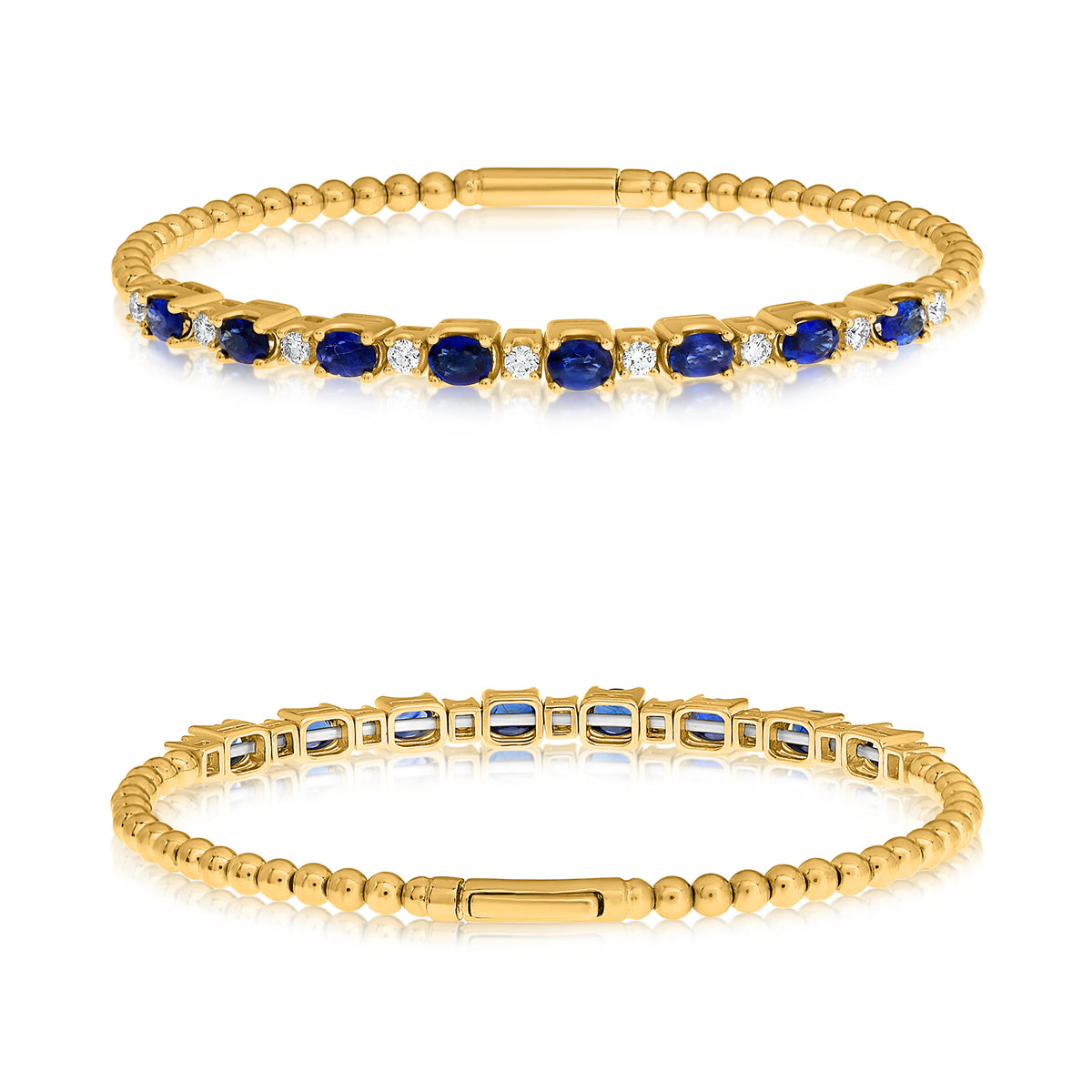 14K Yellow Gold Oval Sapphire Bangle