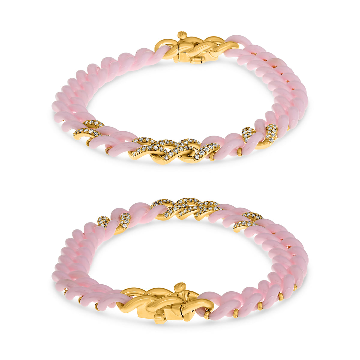 14K Yellow Gold Round Diamond Bracelet