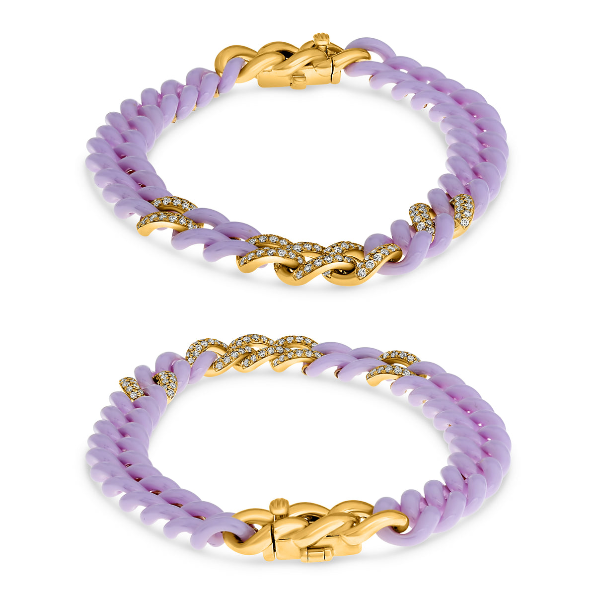 14K Yellow Gold Round Diamond Bracelet
