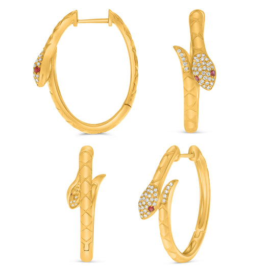14K Yellow Gold Round Ruby Earrings
