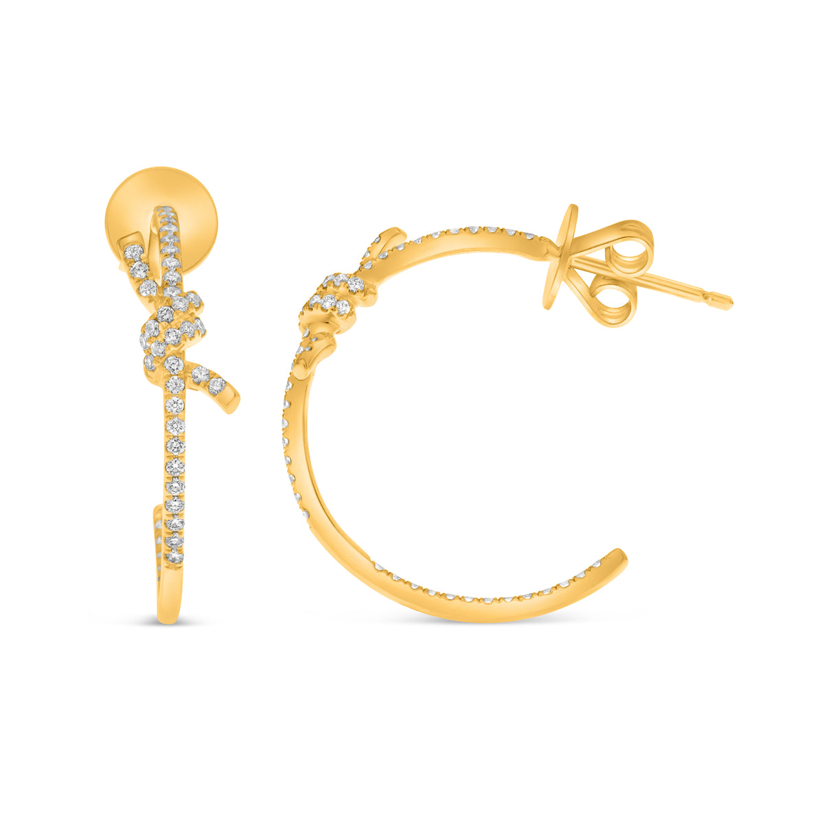 14K Yellow Gold Round Diamond Earrings
