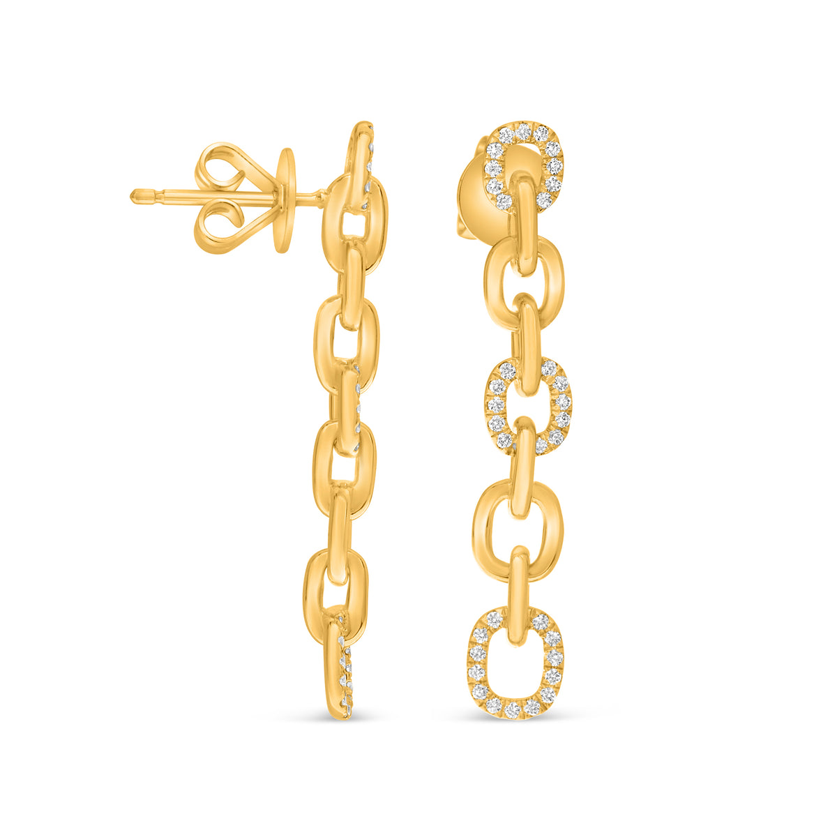 14K Yellow Gold Round Diamond Earrings