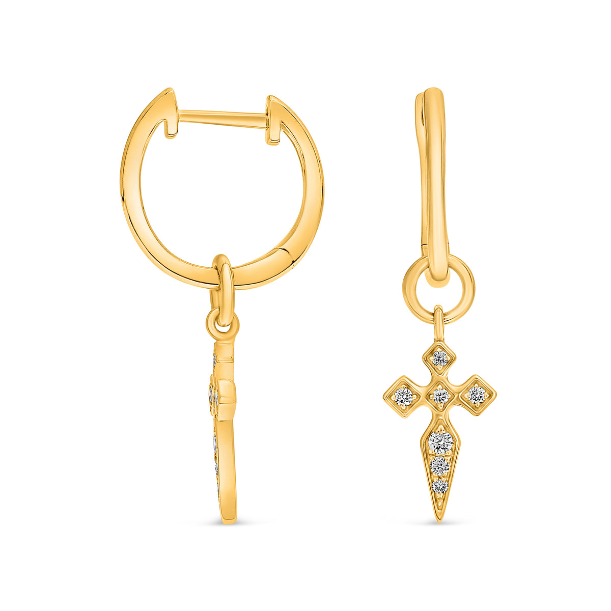 14K Yellow Gold Round Diamond Earrings