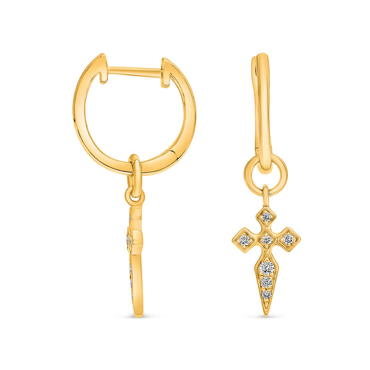 14K Yellow Gold Round Diamond Earrings