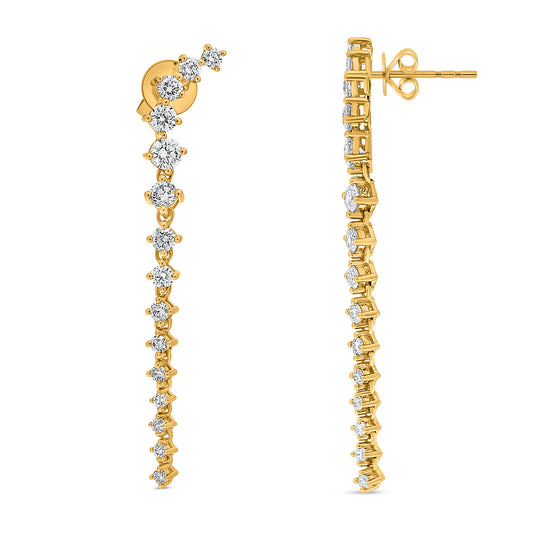 14K Yellow Gold Round Diamond Earrings