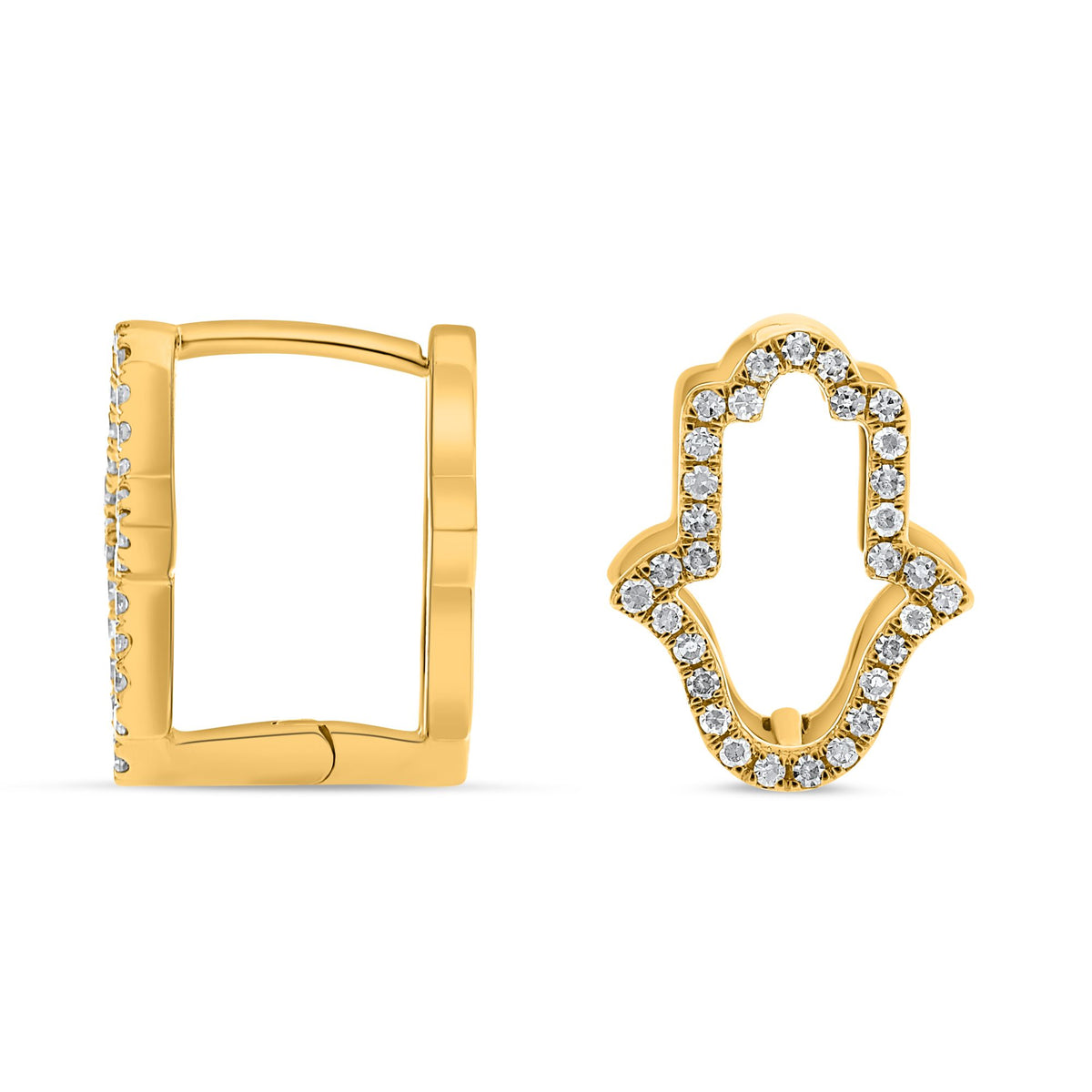 14K Yellow Gold Round Diamond Earrings