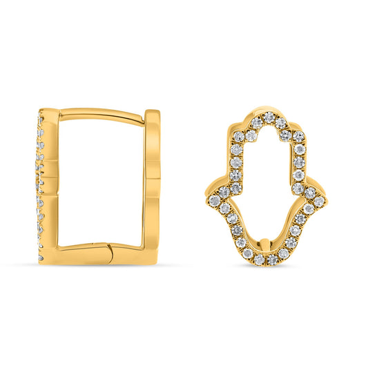 14K Yellow Gold Round Diamond Earrings
