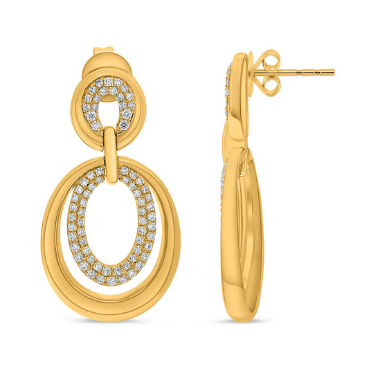 14K Yellow Gold Round Diamond Earrings