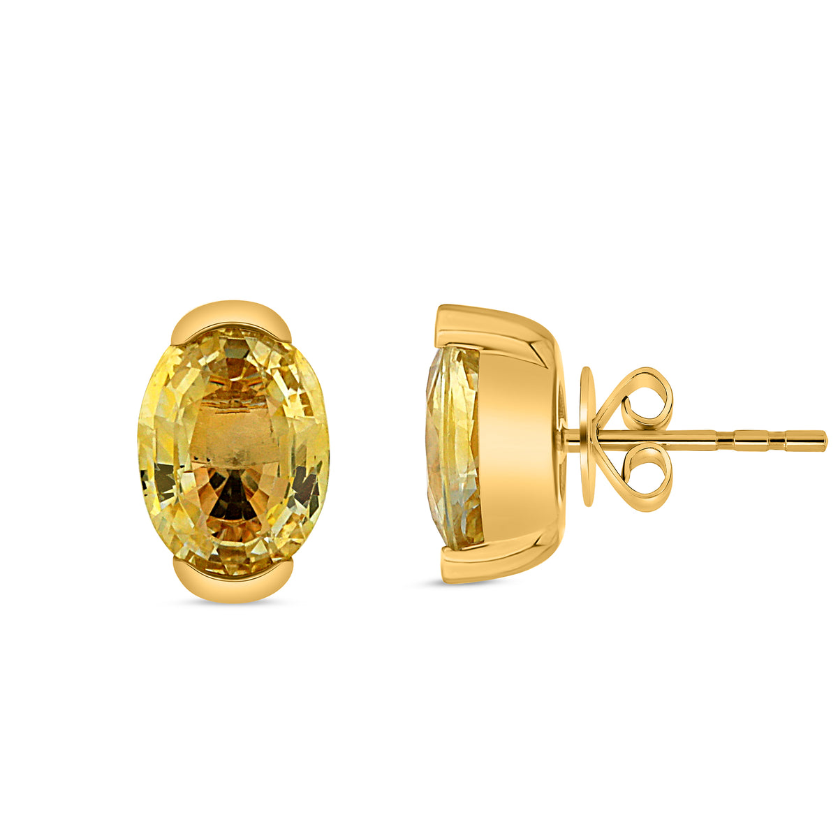 14K Yellow Gold Oval Yellow Sapphire Earrings