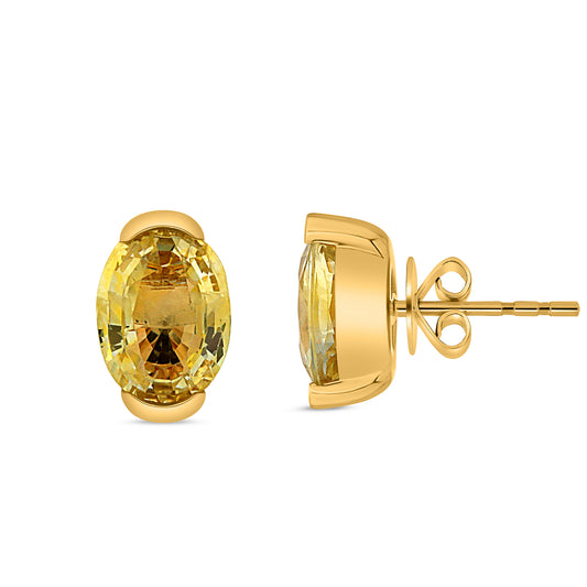 14K Yellow Gold Oval Yellow Sapphire Earrings