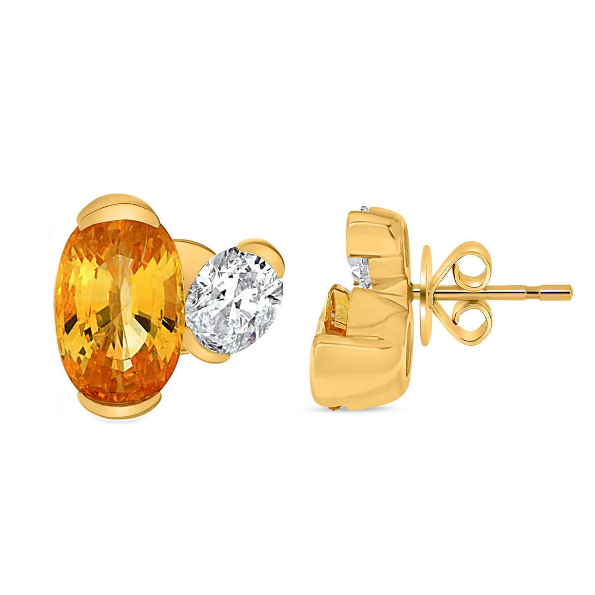 14K Yellow Gold Oval Yellow Sapphire Earrings