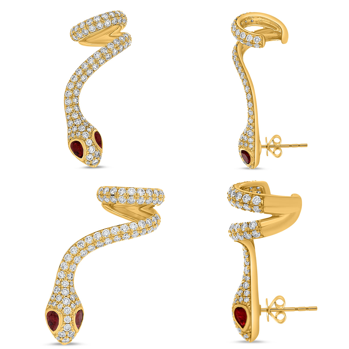14K Yellow Gold Pear Ruby Earrings