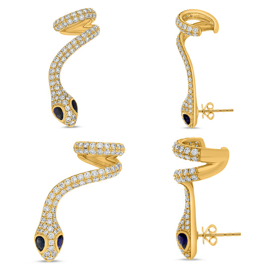 14K Yellow Gold Pear Sapphire Earrings
